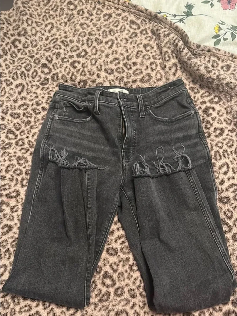 Madewell Black Distressed High-Waist Jeans